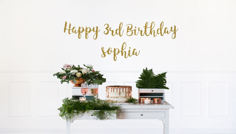 happy 3rd birthday sign HAPPY BIRTHDAY BANNER happy birthday name banner birthday name sign custom birthday banner custom birthday sign