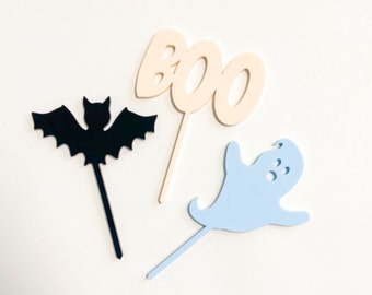 halloween cupcake toppers, ghost cupcake topper, boo, halloween, acrylic cupcake toppers, halloween decorations, fall decor, party decor