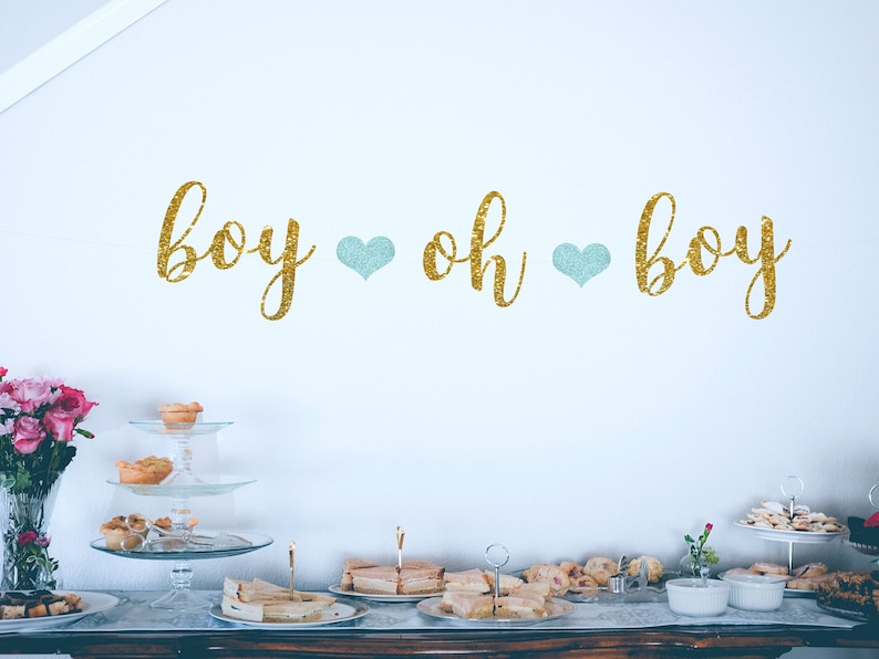boy oh boy banner baby boy shower baby shower for boys Boy baby shower decorations gold and blue baby shower oh boy banner gold banner