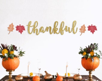 thankful banner, thanksgiving banner, glitter banner, banner, thanksgiving decor, thanksgiving garland, garland, turkey, fall decor, fall
