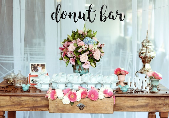 Donut Bar Glitter Banner Snack Bar Donuts Birthday Etsy