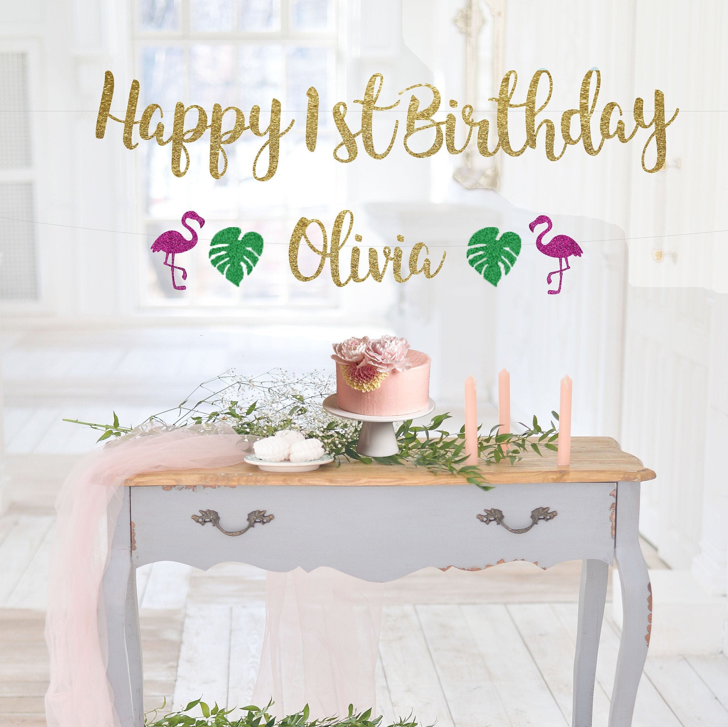 Happy 1st Birthday Olivia Images Happy 1St Birthday Banner Custom Banner First Birthday - Etsy