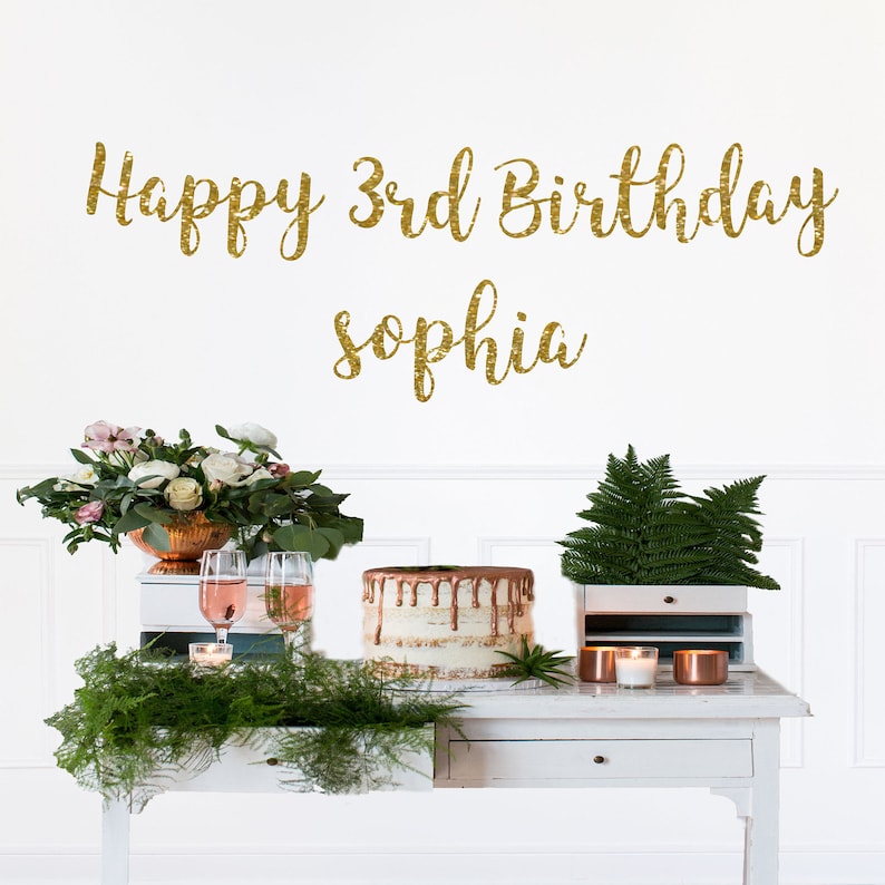 happy 3rd birthday sign HAPPY BIRTHDAY BANNER happy birthday name banner birthday name sign custom birthday banner custom birthday sign