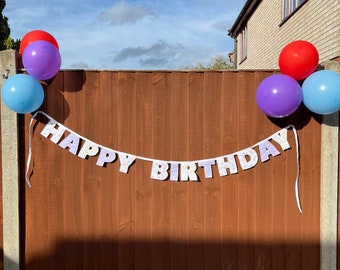 Purple Floral happy birthday bunting