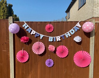 Blue Floral happy birthday bunting