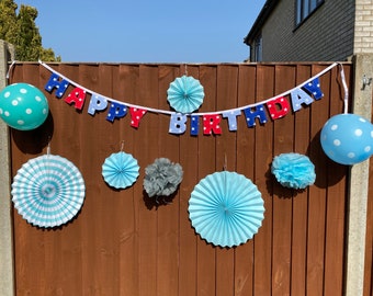 Bright stars fabric happy birthday bunting