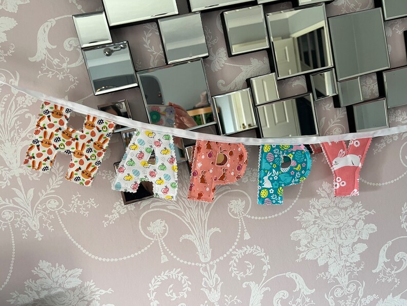 fabric happy Easter bunting image 2