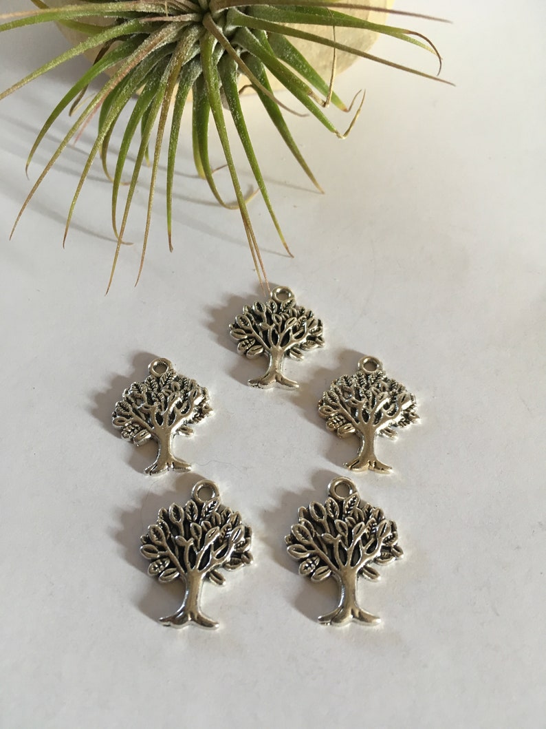 5pc Tibetan Style Tree of Life Antique Silver Alloy Charms