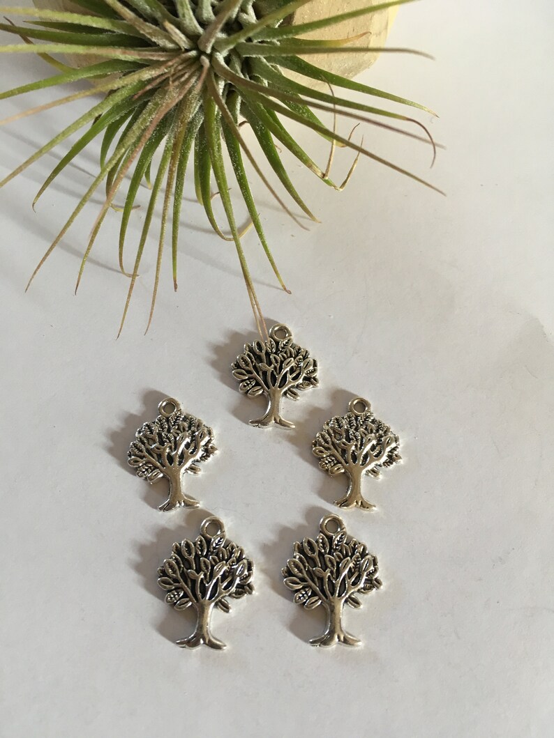 5pc Tibetan Style Tree of Life Antique Silver Alloy Charms