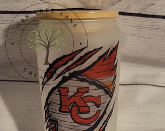 KC Chiefs 16oz frosted glass/gradient red sublimation tumbler