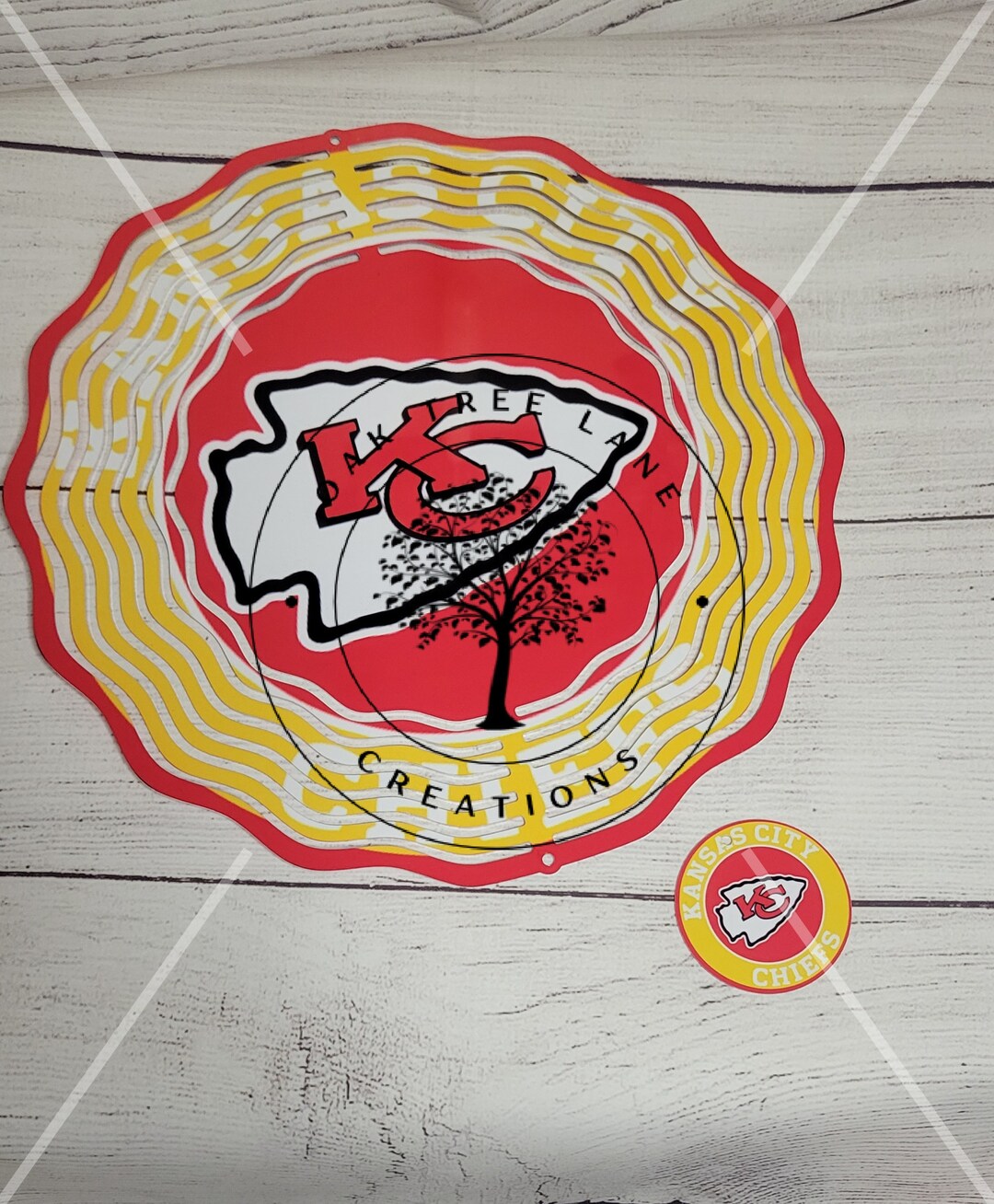 KC Chiefs 10 Inch Scalloped Wind Spinner and Matching Coin / Etsy