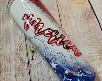 Americana / Independence Day Patriotic Tumbler 30oz in red white and blue