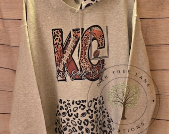 KC/Kansas City Chiefs Football Leopard Design Sublimation Sweatshirt Hoodie