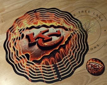 KC Chiefs Wind Spinner with Matching Coin: Football Garden Decoration