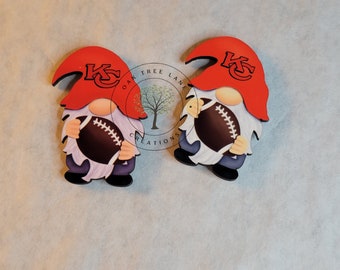 KC Chiefs Gnome Magnets: Football Refrigerator Magnets - Set of 2