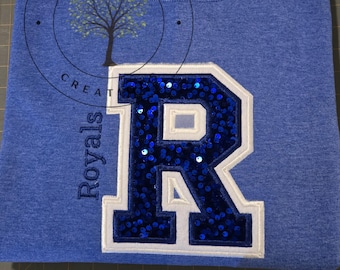 KC Royals sweatshirt/embroidery sweatshirt designs/ Applique Seqins design