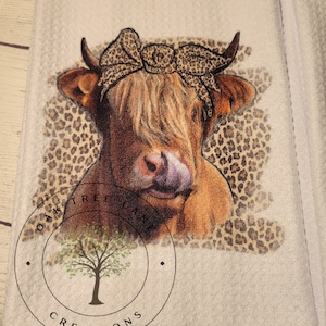 Fun Kitchen Towels - Potholder - Tea Towels- Dish Towels- Highland Cow- Pigs - Roosters - Chickens - Hostess  Wedding Shower- Welcome Gift