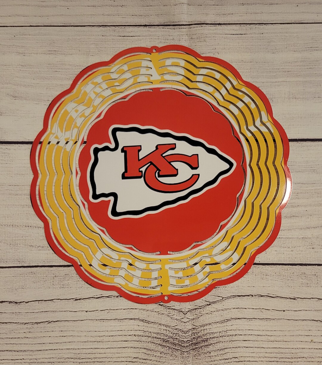 KC Chiefs Wind Spinner Scalloped 10 Inch Football Wind Spinner Etsy