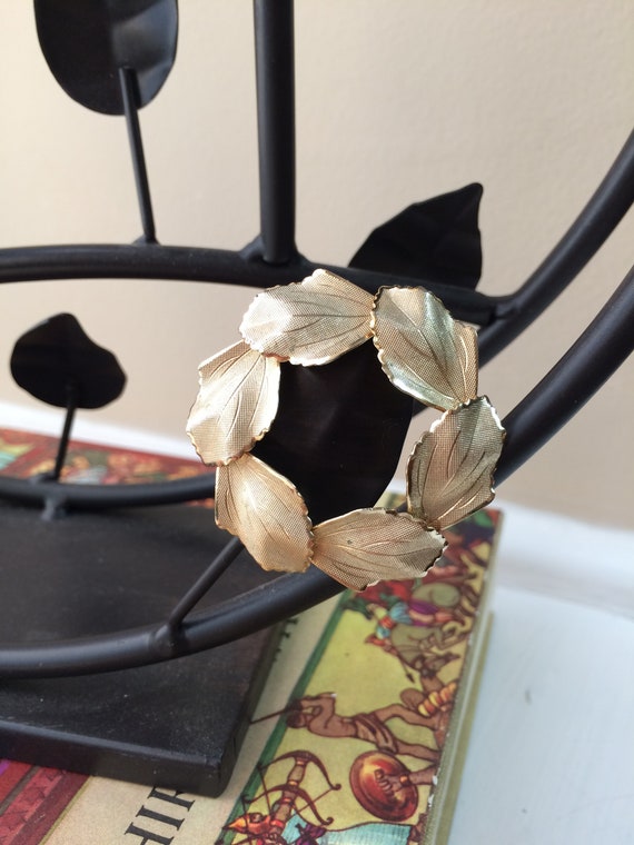 Golden Leaf Wreath Brooch, Fall accessory