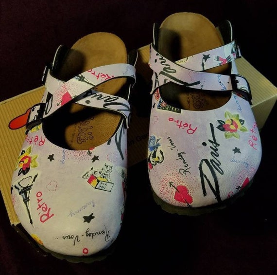 Vintage Birki's "Retro Paris" Dorian Clogs. Fancy