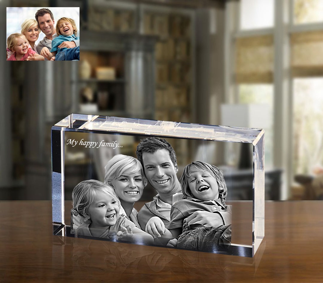 Personalized Laser Engraved Glass Photo Block, Laser Engraved Crystal