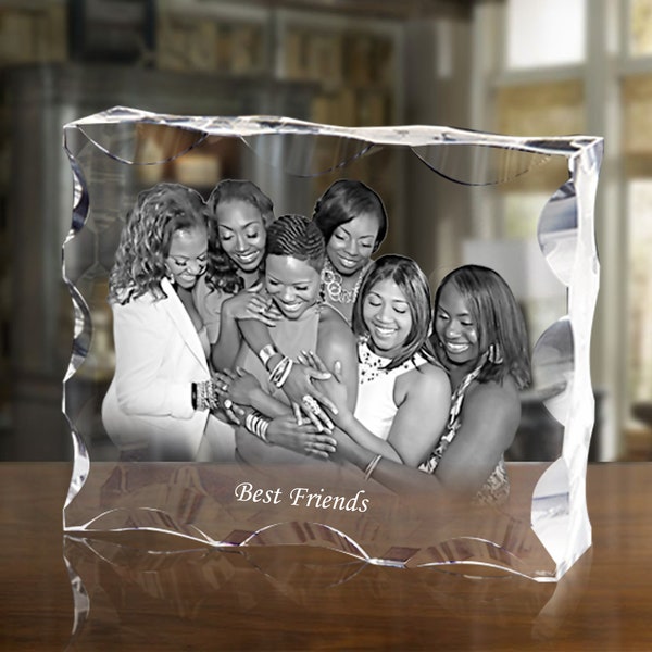 Laser Engraved Crystal Block with Photo, Etched Glass with Picture, Unique Photo Display, Unique Gift for Friends Birthday, Couples Gift