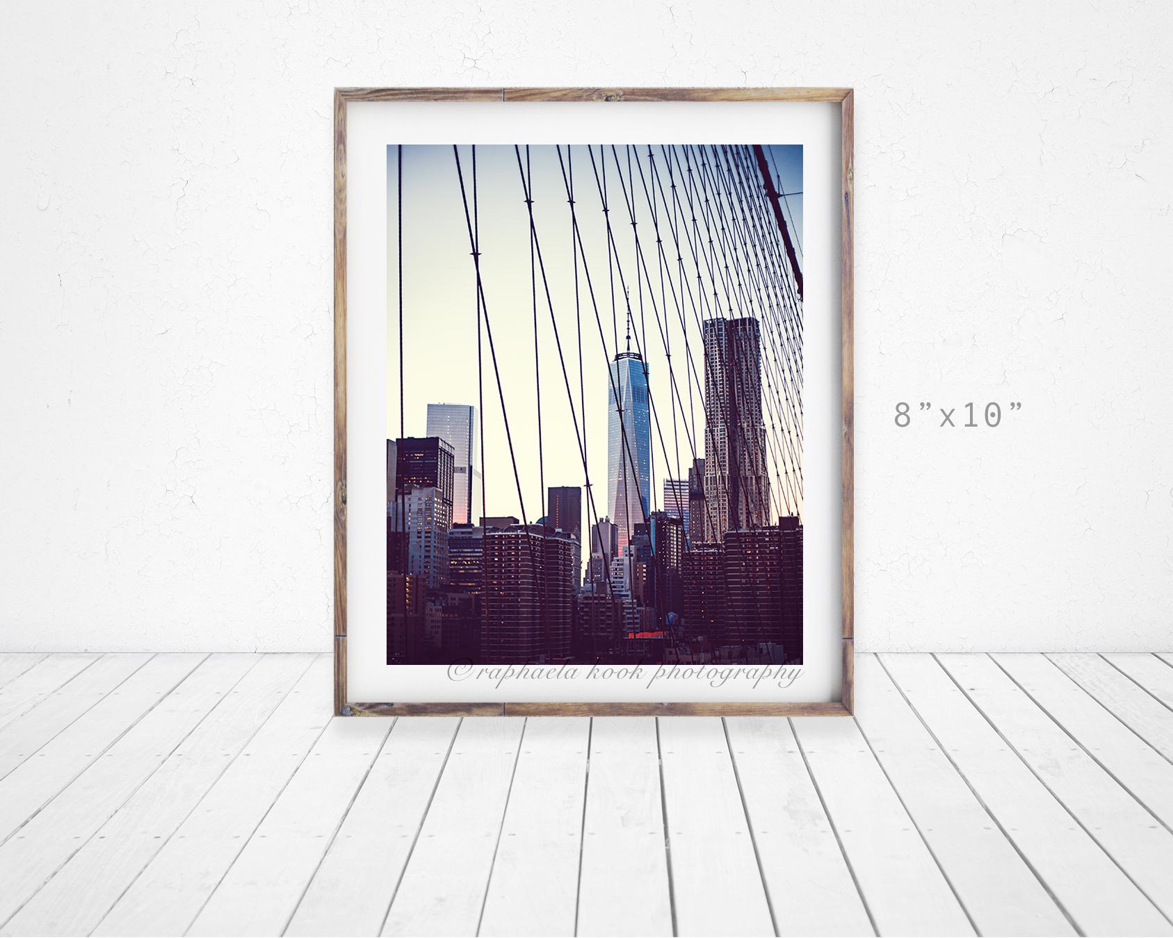 A City View from the Brooklyn Bridge, Manhattan, New York Street Photography, Cityscape, Home Decor Wall Art Print, 8"x10" #110