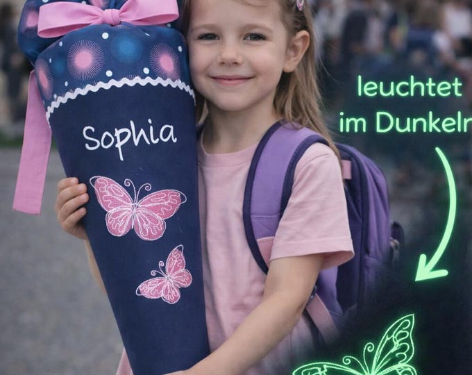 Schultüte mit Schmetterling (Schmetterlinge leuchten im Dunkeln) passend zum Mermaid Delia Schulranzen