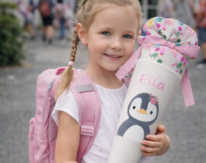 Schultüte Pinguin passend zum Flower Powbär Schulranzen