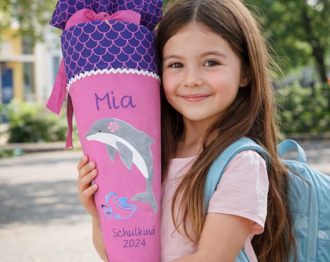 Schultüte Delfin passend zum Perlentauchbär Schulranzen