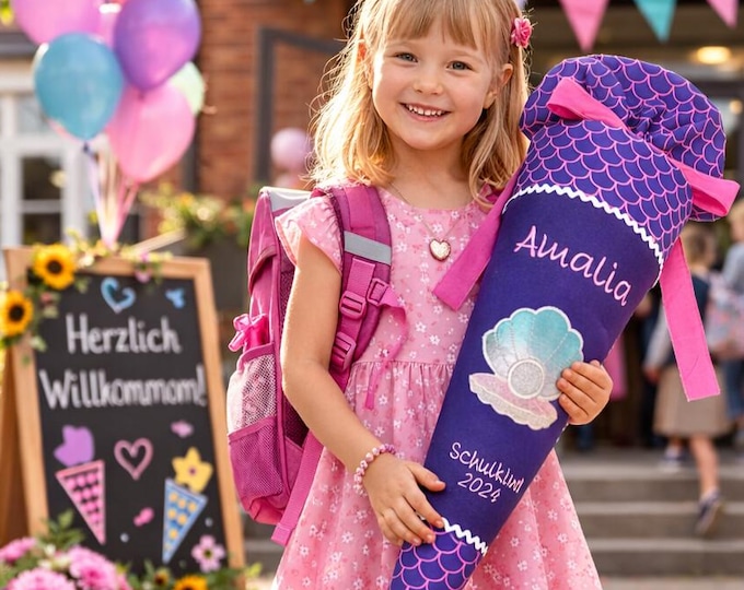 Schultüte Muschel passend zum Perlentauchbär Schulranzen