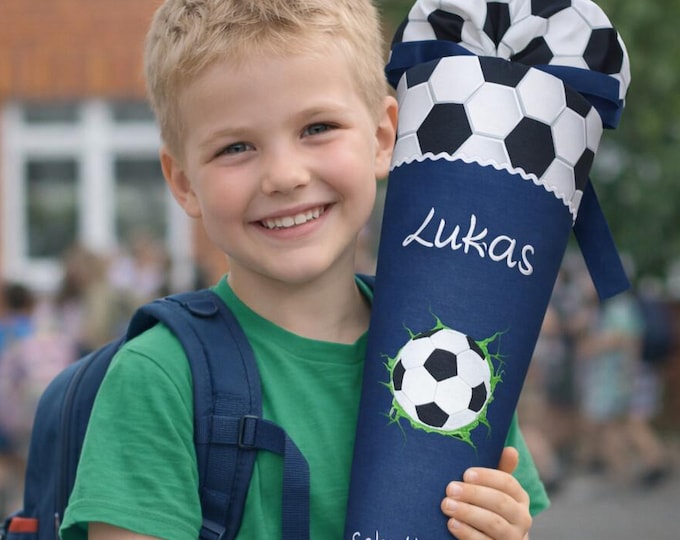 Schultüte Fussball in Dunkelblau