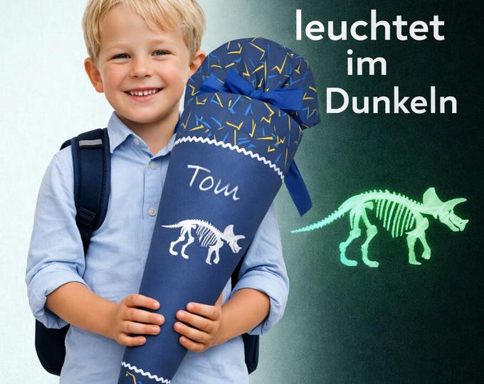 Schultüte Dino Dinoskelett (leuchtet im Dunkeln) passend zum Triceratops Schulranzen