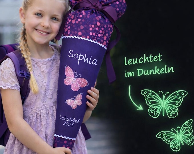 Schultüte Schmetterling (Schmetterlinge leuchten im Dunkeln) passend zum Butterfly Night Schulranzen