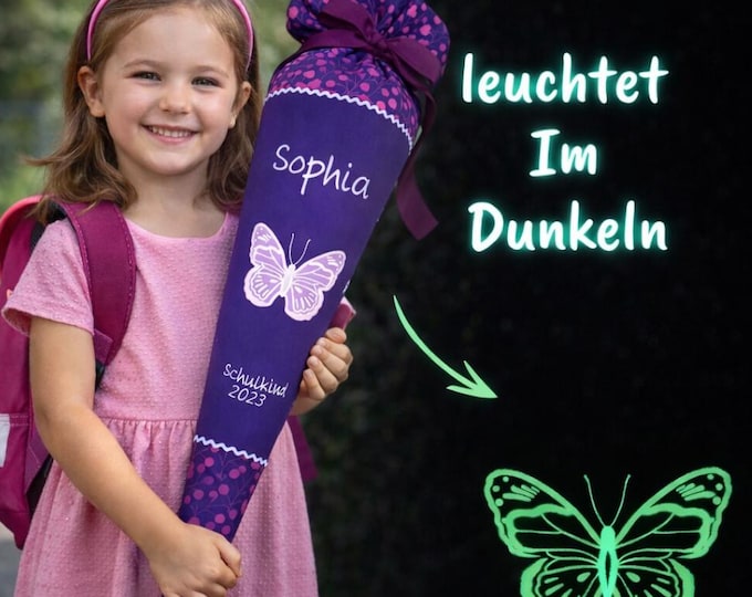 Schultüte Schmetterling (Schmetterling leuchtet im Dunkeln) passend zum Butterfly Night Schulranzen