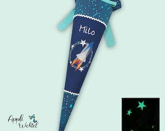Schultüte Raumschiff Rakete Weltall (Sternchen leuchten im Dunkeln) passend zum RaumfahrBär Schulranzen