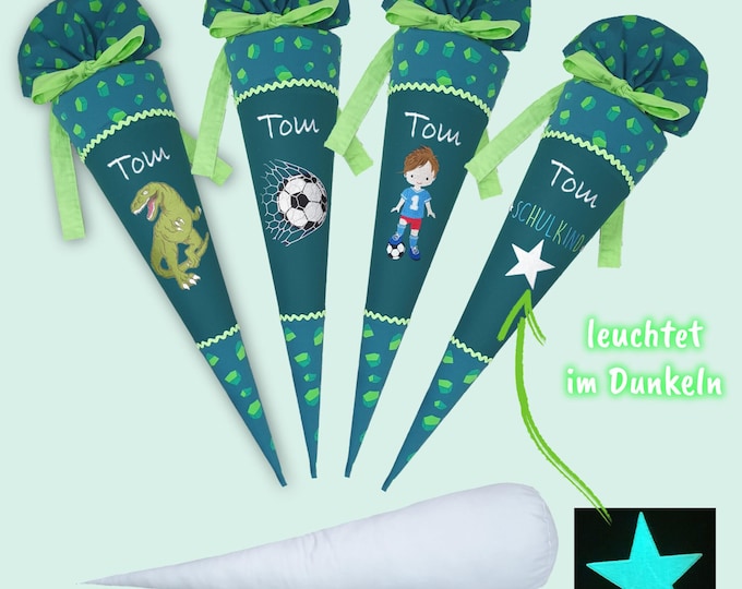 70 cm Schultüte Dino Dinosaurier Fussball Schulkind (leuchtet im Dunkeln) passend zum Dino Targo Schulranzen