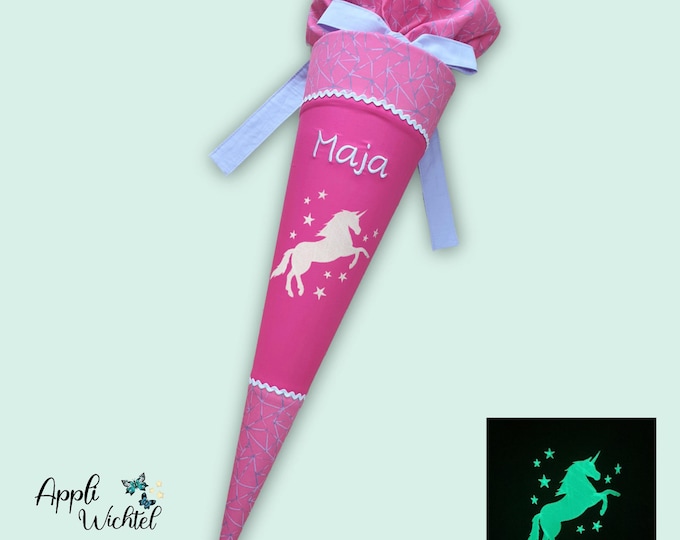 Schultüte mit Einhorn (Einhorn und Sterne leuchten im Dunkeln) passend zum Star Stella Schulranzen