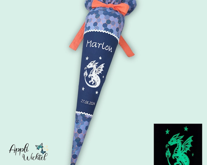 Schultüte Drache  (Leuchtet im Dunklen) passend zum  Eldrador Schulranzen