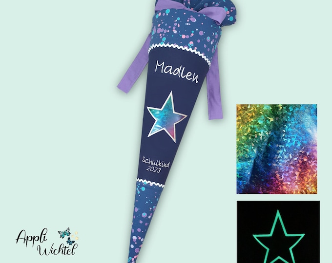 Schultüte glitzer Stern (Stern leuchtet im Dunkeln) passend zum DerDieDas Deep Ocean Schulranzen