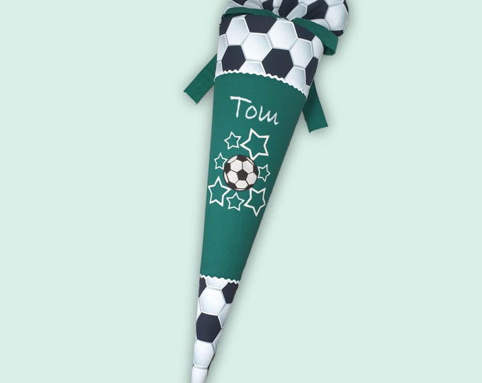 Schultüte Fussball (Sterne leuchten im dunklen) in Dunkelgrün