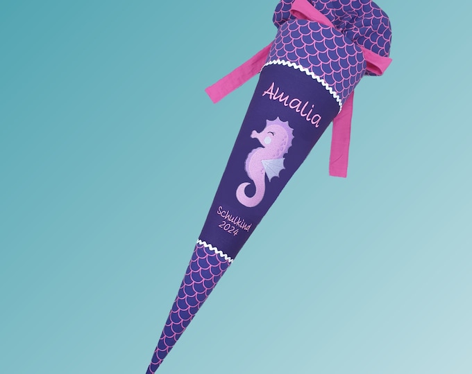 Schultüte Seepferd passend zum Perlentauchbär Schulranzen