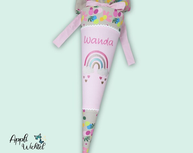 Schultüte Regenbogen passend zum Flower Powbär Schulranzen