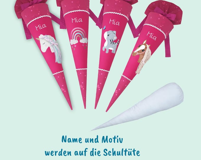 70 cm Schultüte Regenbogen Katze Einhorn Pferd passend zum Mondzaubär Schulranzen