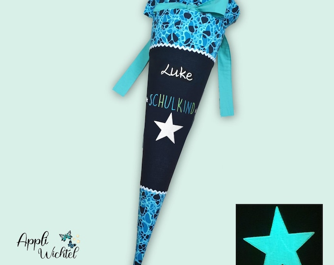 Schultüte Schulkind (Sterne leuchten im Dunkeln) passend zum Abtauchbär Schulranzen