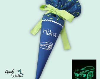 Geschwistertüte Auto Sportwagen Rennauto (leuchtet im Dunkeln)  passend zum Spitzenreitbär Schulranzen