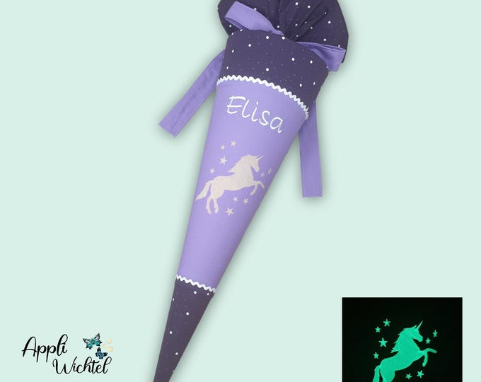 Schultüte Einhorn (Einhorn und Sterne leuchten im Dunkeln) passend zum Sternguckbär Schulranzen