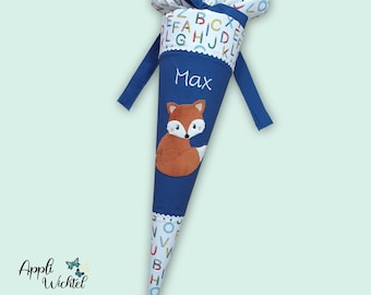 Schultüte Fuchs in Blau A B C