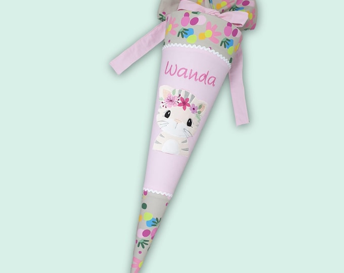 Schultüte Mädchen mit Katze passend zum Flower Powbär Schulranzen