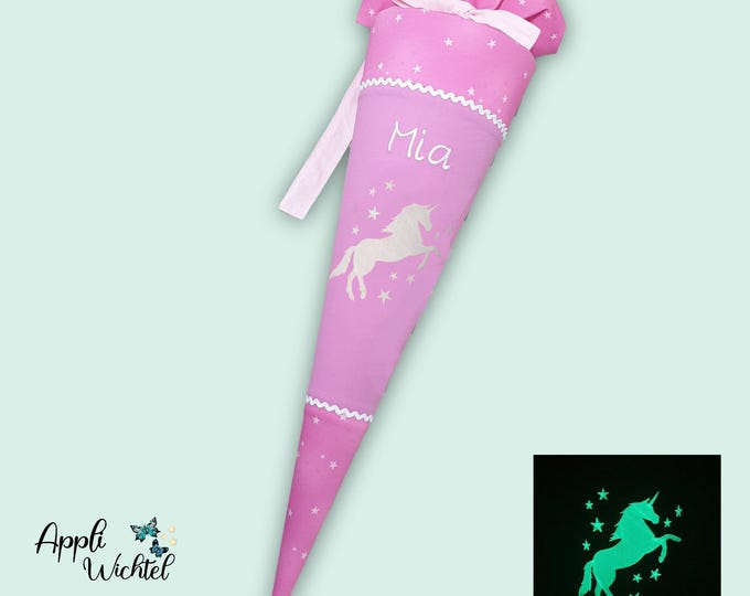 Schultüte Einhorn (Einhorn und Sterne leuchten im Dunkeln) passend zum Wolkenzaubär Schulranzen